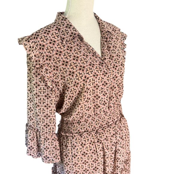 MISA Los Angeles Pamelina Dress L large Warm Winter Tile tiered maxi pink - Picture 4 of 11